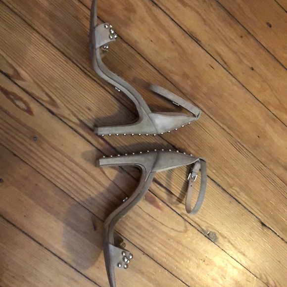 Sam Edelman tan suede beaded heels sz 6.5 - Picture 3 of 6
